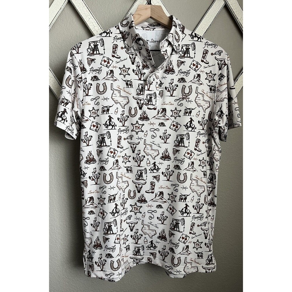 Texas Standard Men’s S Texas Western All Over Print Polo Shirt Golf
